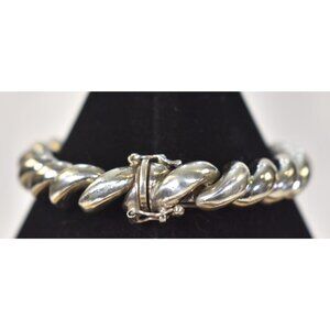 Vintage 925 Italy Sterling Silver San Marco Macaroni Link Bracelet